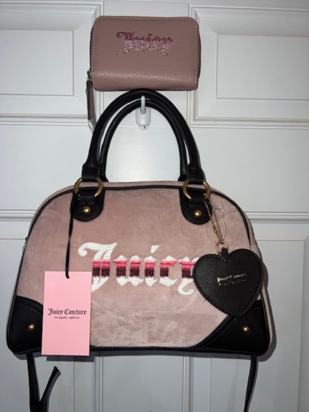 JUICY COUTURE VELOUR SATCHEL CROSSBODY BAG WITH WALLET